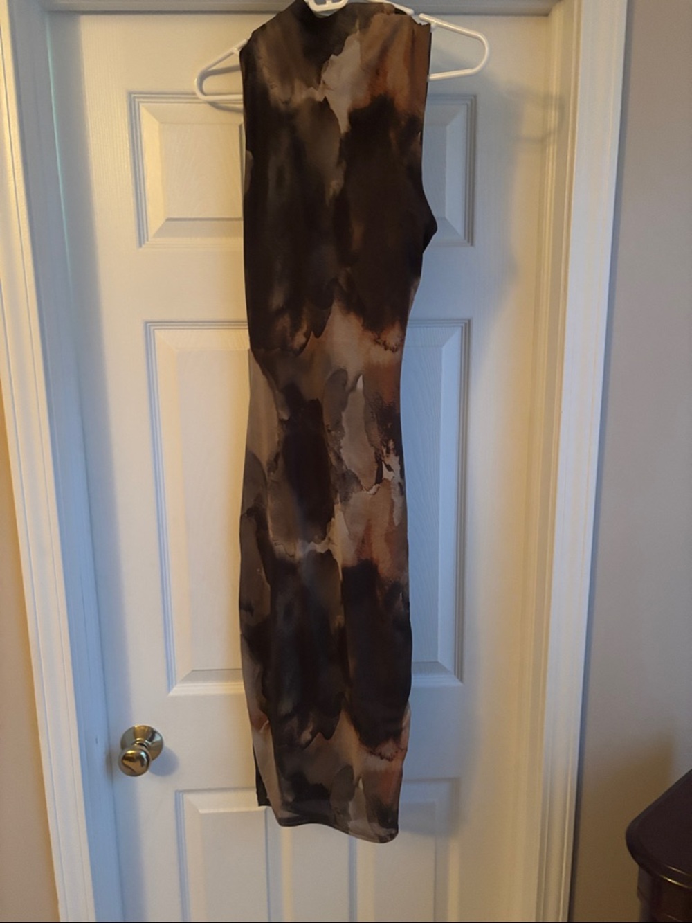 Windsor Bodycon Sleeveless Brown Marble-Print Midi Dress